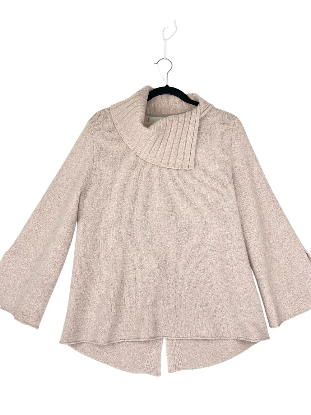 BROCHU WALKER Pullover Sweater Sz M Blush Beige Wool Cashmere Blend Funnel